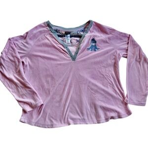 Disney Eyore Pink Long Sleeve V-Neck Soft Pajama Top Only Women's XL (16-18) EUC